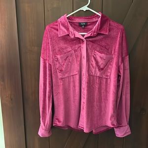 Magenta velvet button down